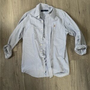 Ralph Lauren White and Blue Plaid Button Down Shirt
